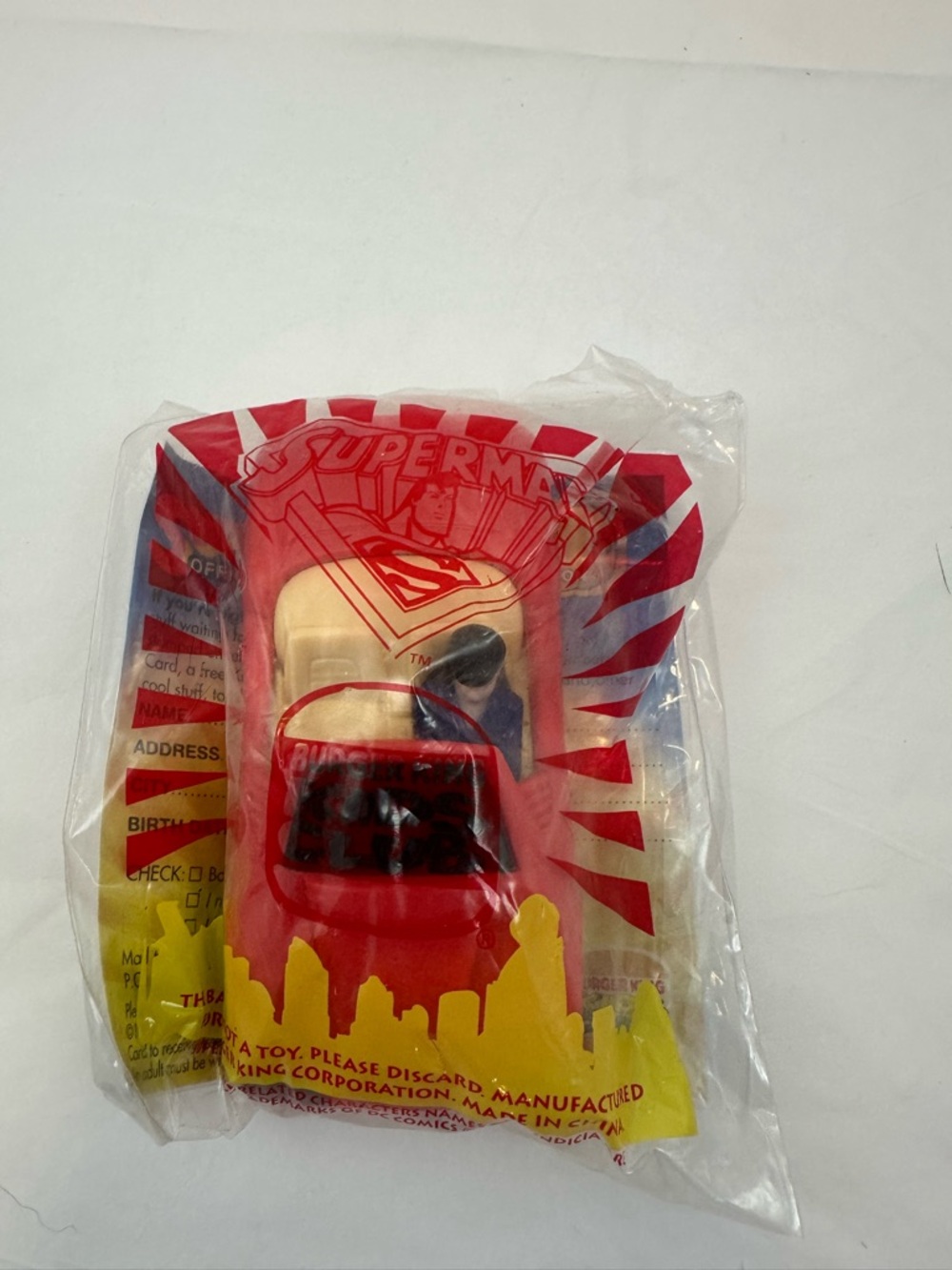 1997 Burger King Kids Club Superman Red Toy Car in Original Packaging